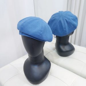 کلاه برت فرانسوی هشت‌پر کتان کبریتی زنانه آبی
